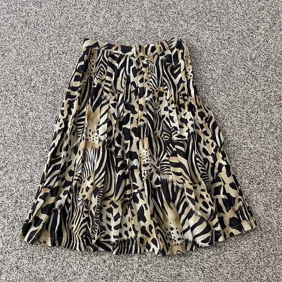 Escada Dresses & Skirts - Escada Black and Tan Animal Print Pleated Skirt